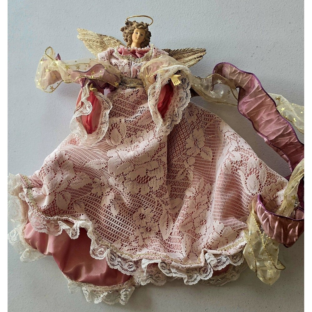 Victorian Style Angel Christmas Swag Mantel Decor Pink Angel Tree Topper
